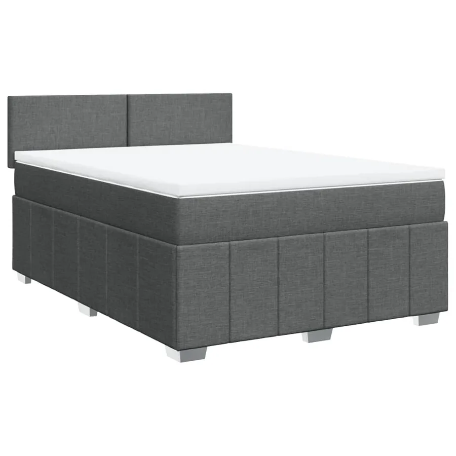 Sommier à lattes de lit avec matelas Gris foncé 140x190cm Tissu - 3