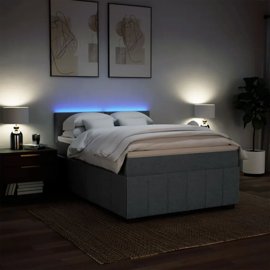 Sommier à lattes de lit avec matelas Gris foncé 140x190cm Tissu - 4