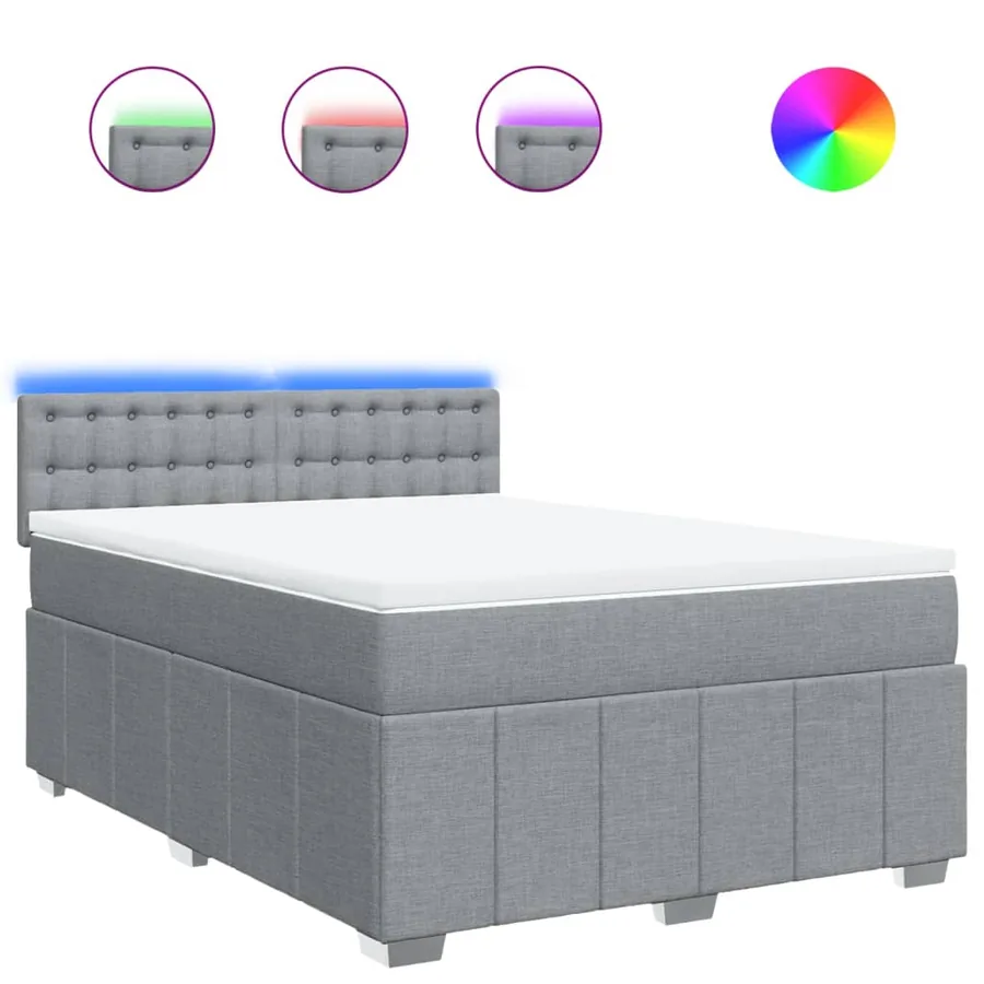 Sommier à lattes de lit avec matelas Gris clair 140x200cm Tissu - 2
