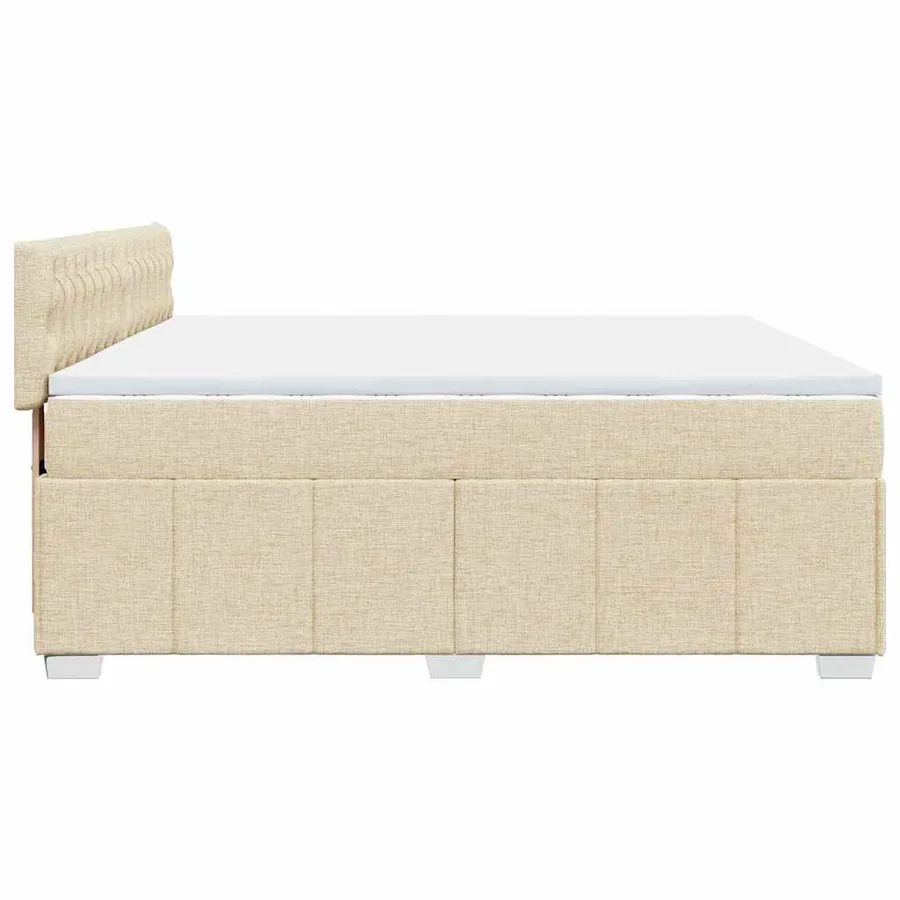 Sommier à lattes de lit avec matelas Crème 200x200 cm Tissu - 5