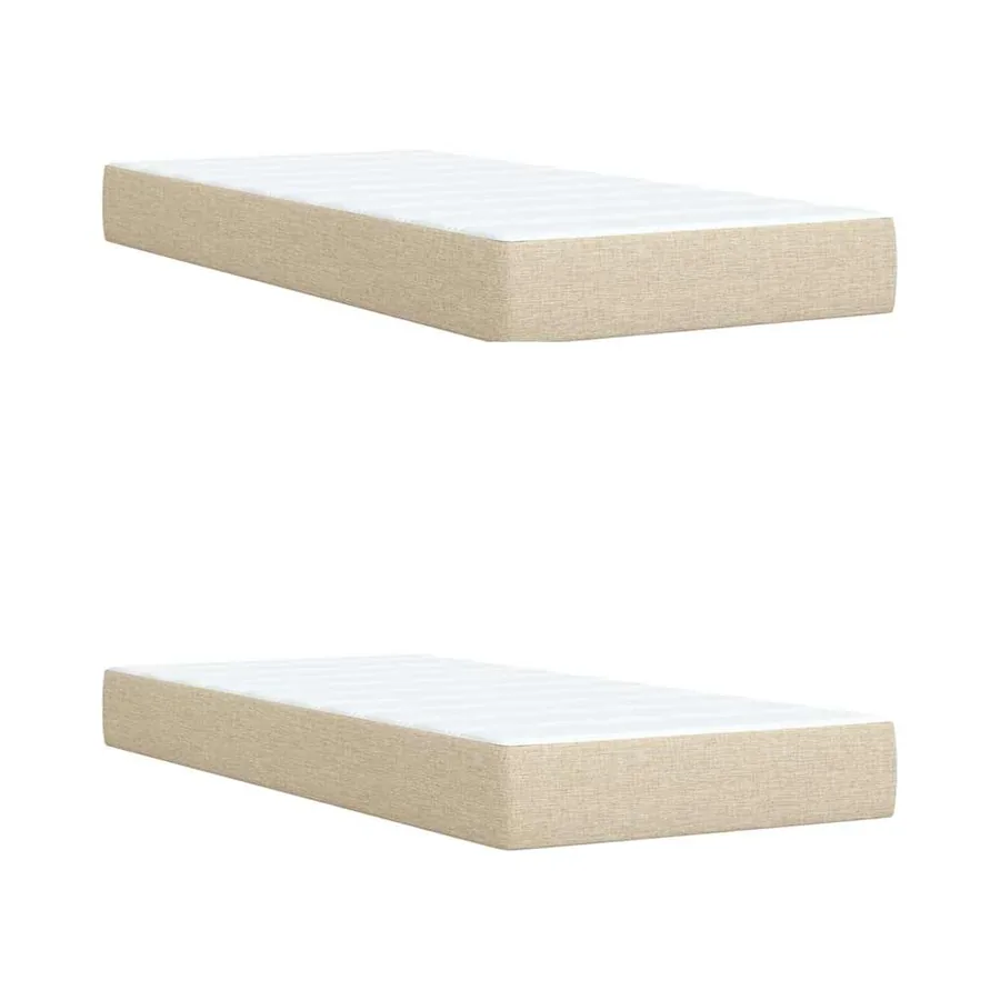 Sommier à lattes de lit avec matelas Crème 200x200 cm Tissu - 9