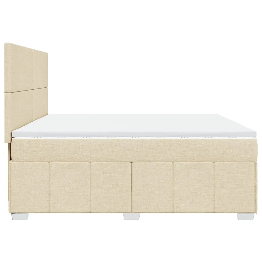 Sommier à lattes de lit avec matelas Crème 200x200 cm Tissu - 5