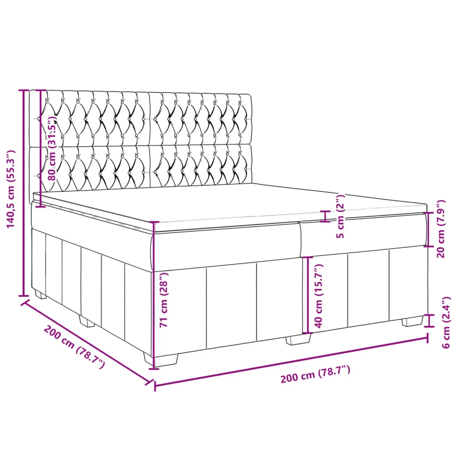 Sommier à lattes de lit avec matelas Taupe 200x200 cm Tissu - 13