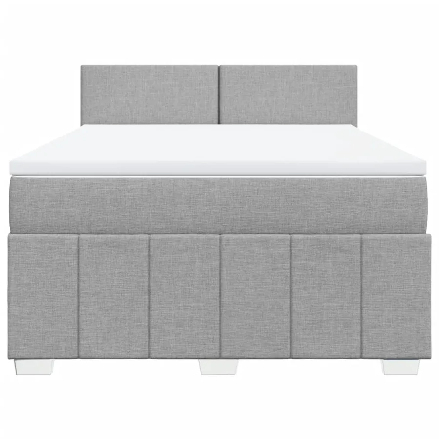 Sommier à lattes de lit avec matelas Gris clair 140x190cm Tissu - 4
