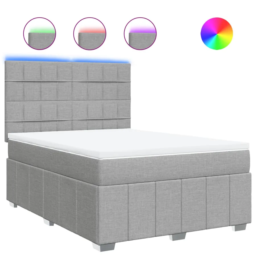 Sommier à lattes de lit avec matelas Gris clair 140x190cm Tissu - 2