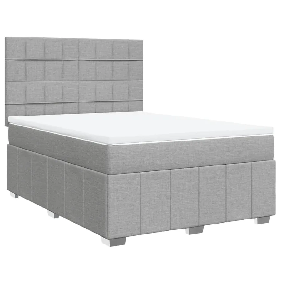 Sommier à lattes de lit avec matelas Gris clair 140x190cm Tissu - 3