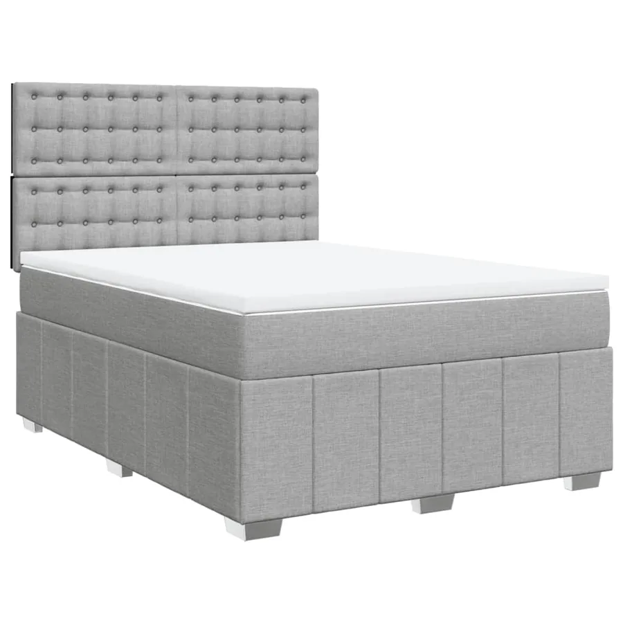 Sommier à lattes de lit avec matelas Gris clair 140x190cm Tissu - 3