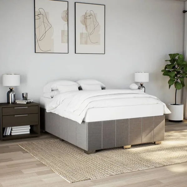 Cadre de lit sans matelas taupe 140x200 cm tissu