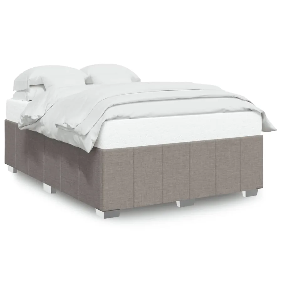 Cadre de lit sans matelas taupe 140x200 cm tissu - 2