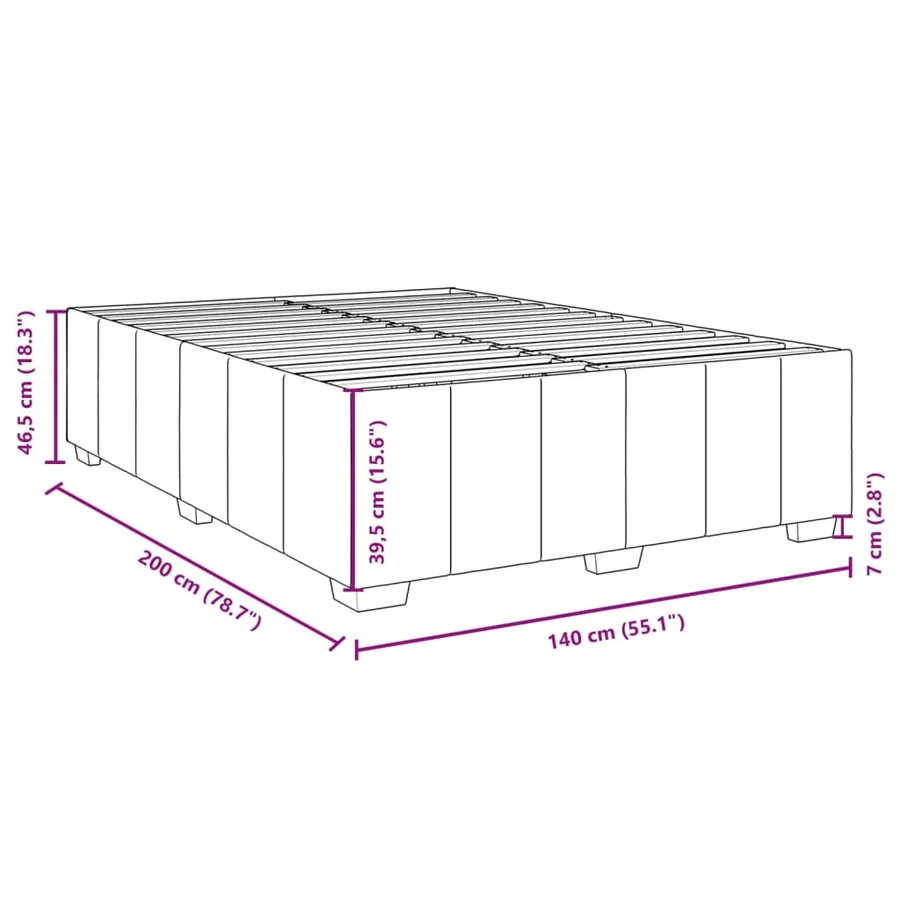 Cadre de lit sans matelas taupe 140x200 cm tissu - 9