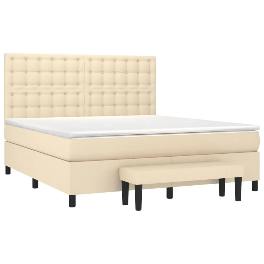 Sommier à lattes de lit avec matelas Crème 160x200 cm Tissu - 3