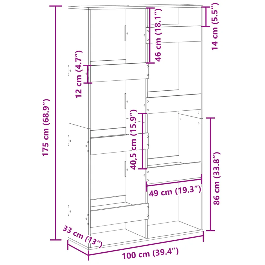 Cloison de séparation chêne sonoma 100x33x175cm bois ingénierie - 9