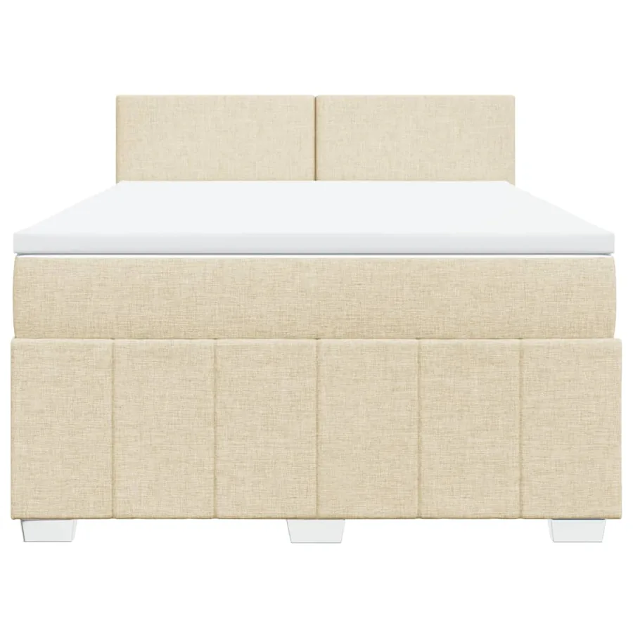 Sommier à lattes de lit avec matelas Crème 140x200 cm Tissu - 4