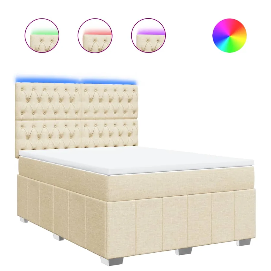 Sommier à lattes de lit avec matelas Crème 140x200 cm Tissu - 2