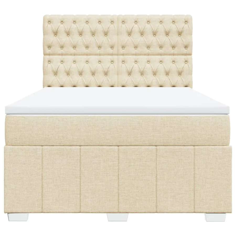 Sommier à lattes de lit avec matelas Crème 140x200 cm Tissu - 6