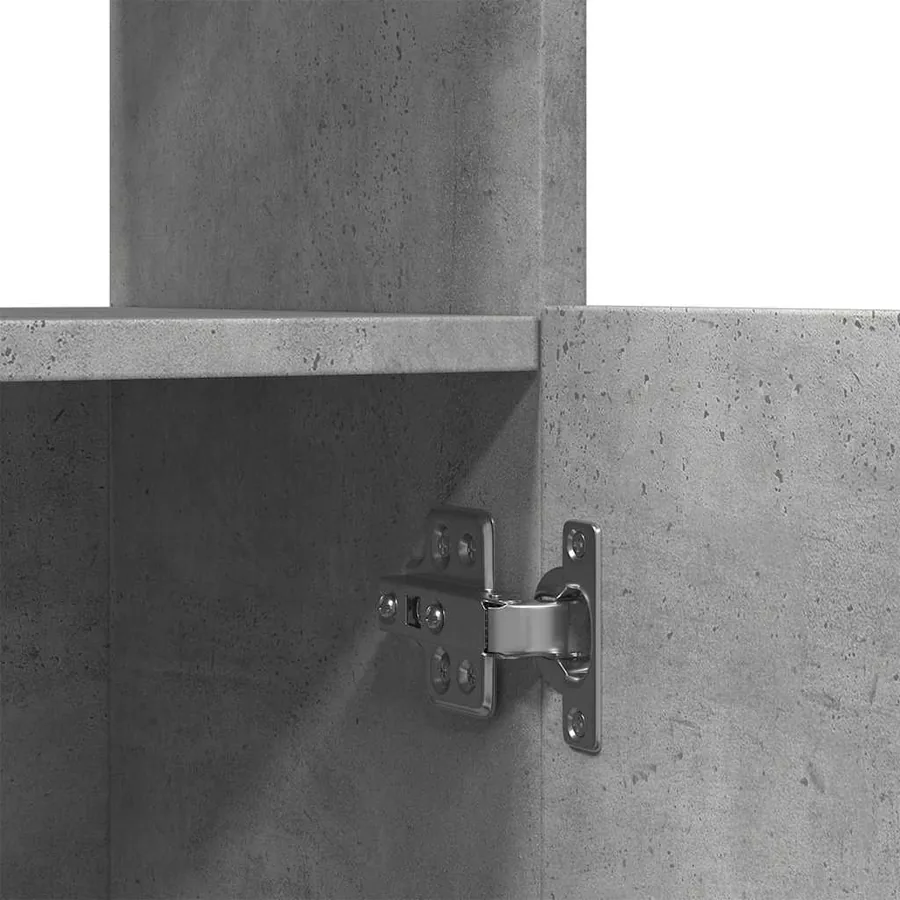 Buffet haut gris béton 92x33x140 cm bois d'ingénierie - 10