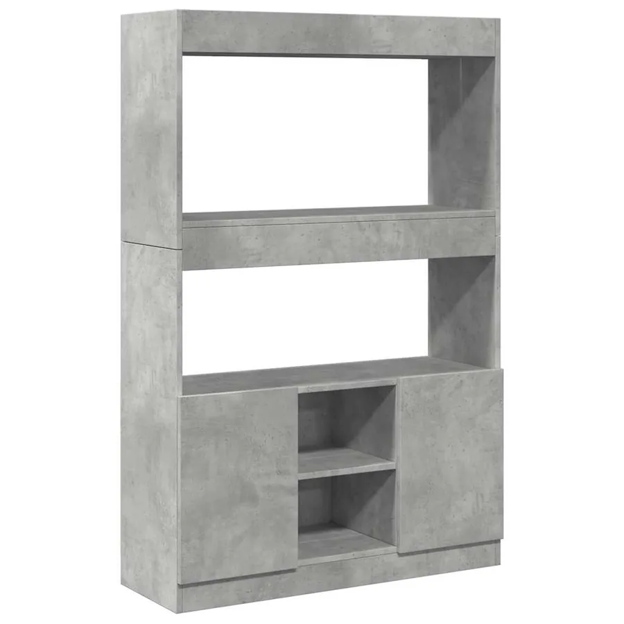 Buffet haut gris béton 92x33x140 cm bois d'ingénierie - 2