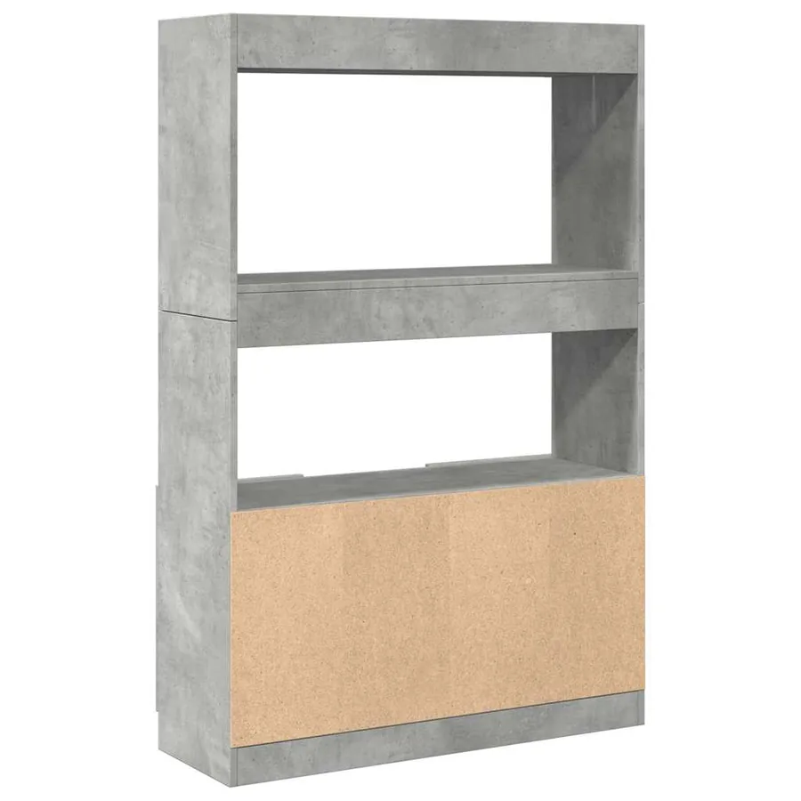 Buffet haut gris béton 92x33x140 cm bois d'ingénierie - 7