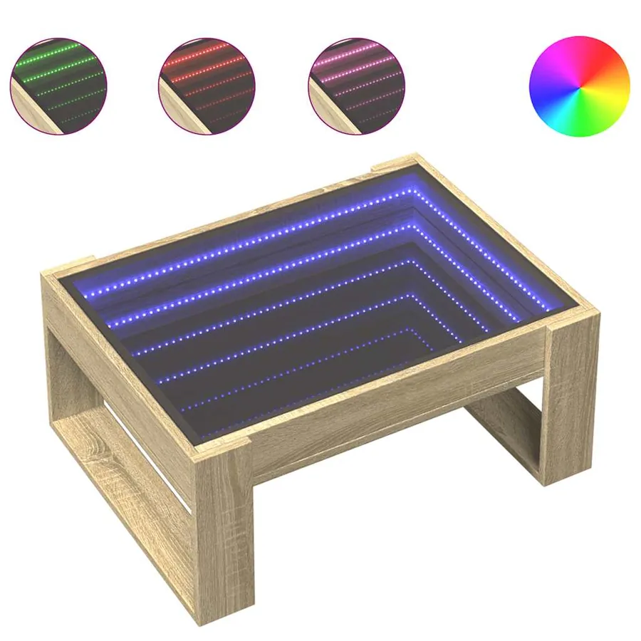 Table basse avec LED infini chêne sonoma 70x53x30 cm - 2