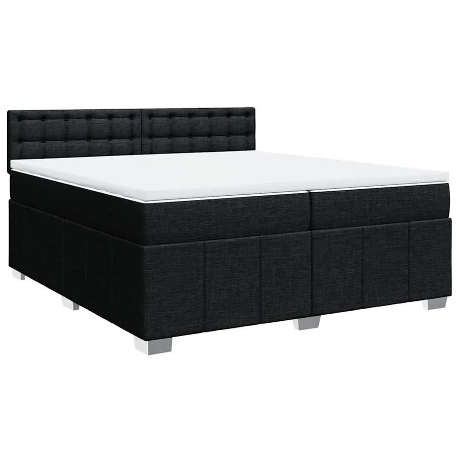 Sommier à lattes de lit avec matelas Noir 200x200 cm Tissu - 3