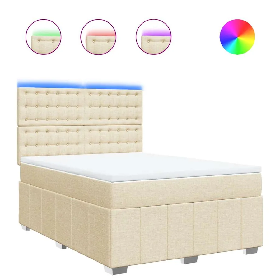 Sommier à lattes de lit avec matelas Crème 140x190 cm Tissu - 2