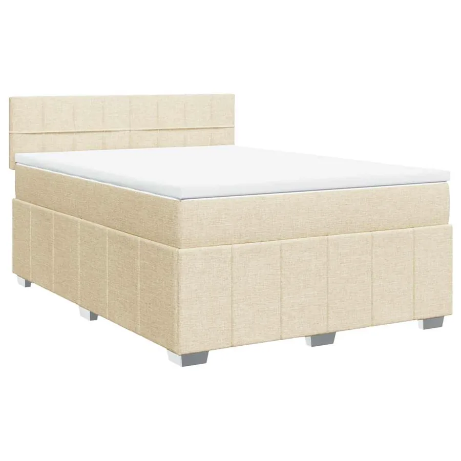 Sommier à lattes de lit avec matelas Crème 140x190 cm Tissu - 2