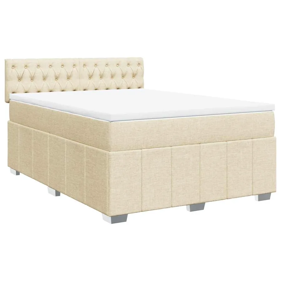 Sommier à lattes de lit avec matelas Crème 140x190 cm Tissu - 2