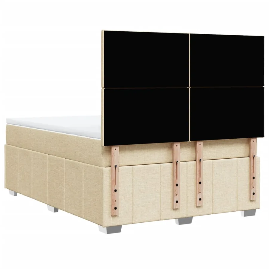 Sommier à lattes de lit avec matelas Crème 140x190 cm Tissu - 8