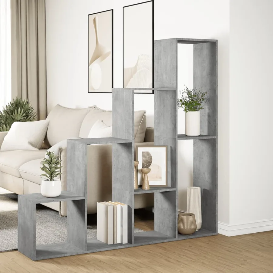 Étagère séparatrice de pièce à 4 niveaux gris béton - 4