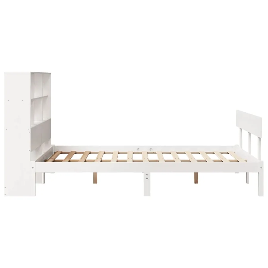 Lit bibliothèque sans matelas blanc 140x200 cm bois pin massif - 7