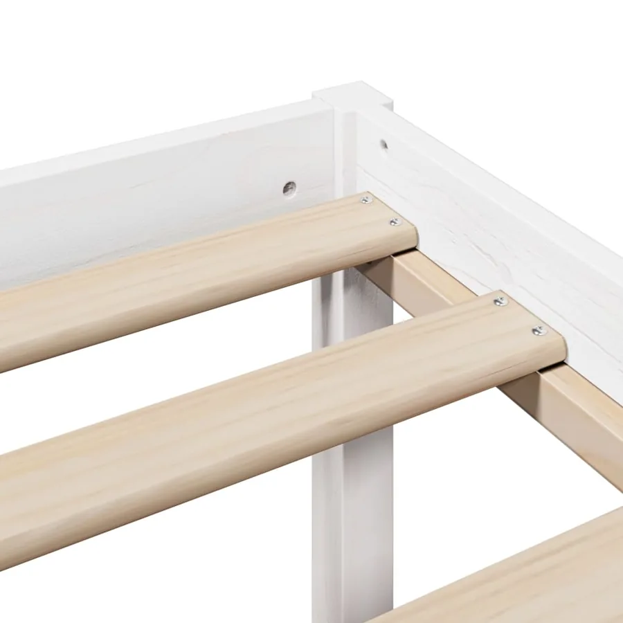 Lit bibliothèque sans matelas blanc 140x200 cm bois pin massif - 9