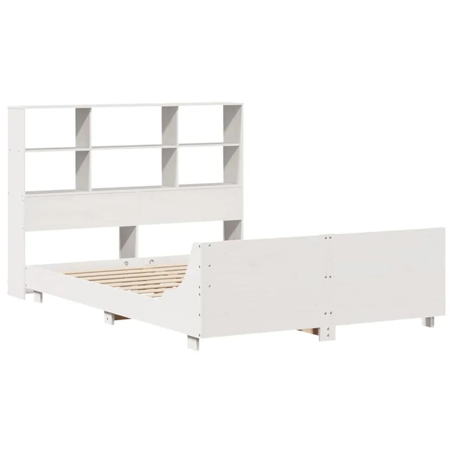 Cadre de lit sans matelas blanc 140x200 cm bois de pin massif - 3
