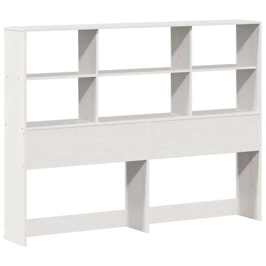 Lit bibliothèque sans matelas blanc 140x200 cm bois massif - 6