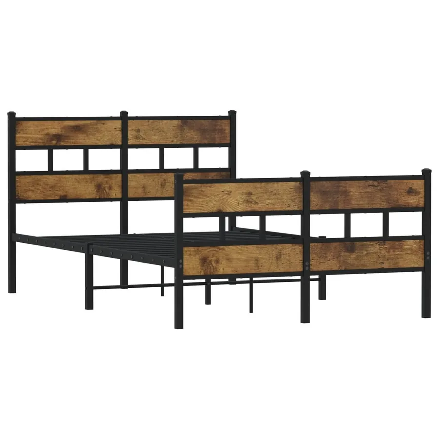 Cadre de lit en métal sans matelas chêne fumé 120x190 cm - 3