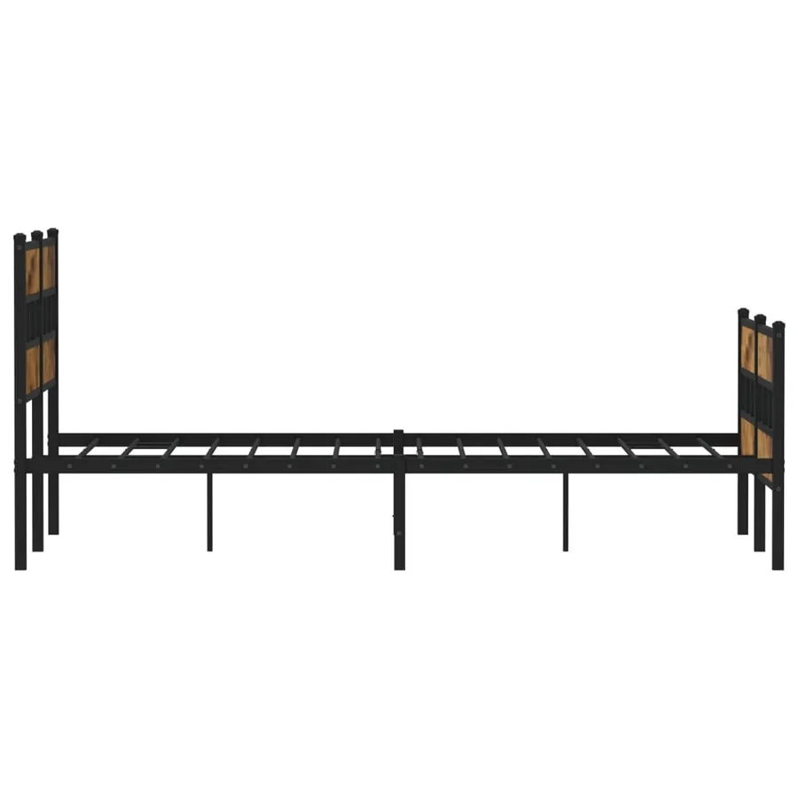 Cadre de lit en métal sans matelas chêne fumé 120x190 cm - 5