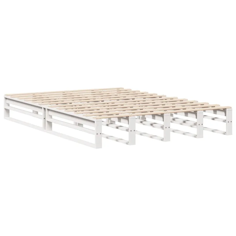 Lit bibliothèque sans matelas blanc 140x200 cm bois massif - 5