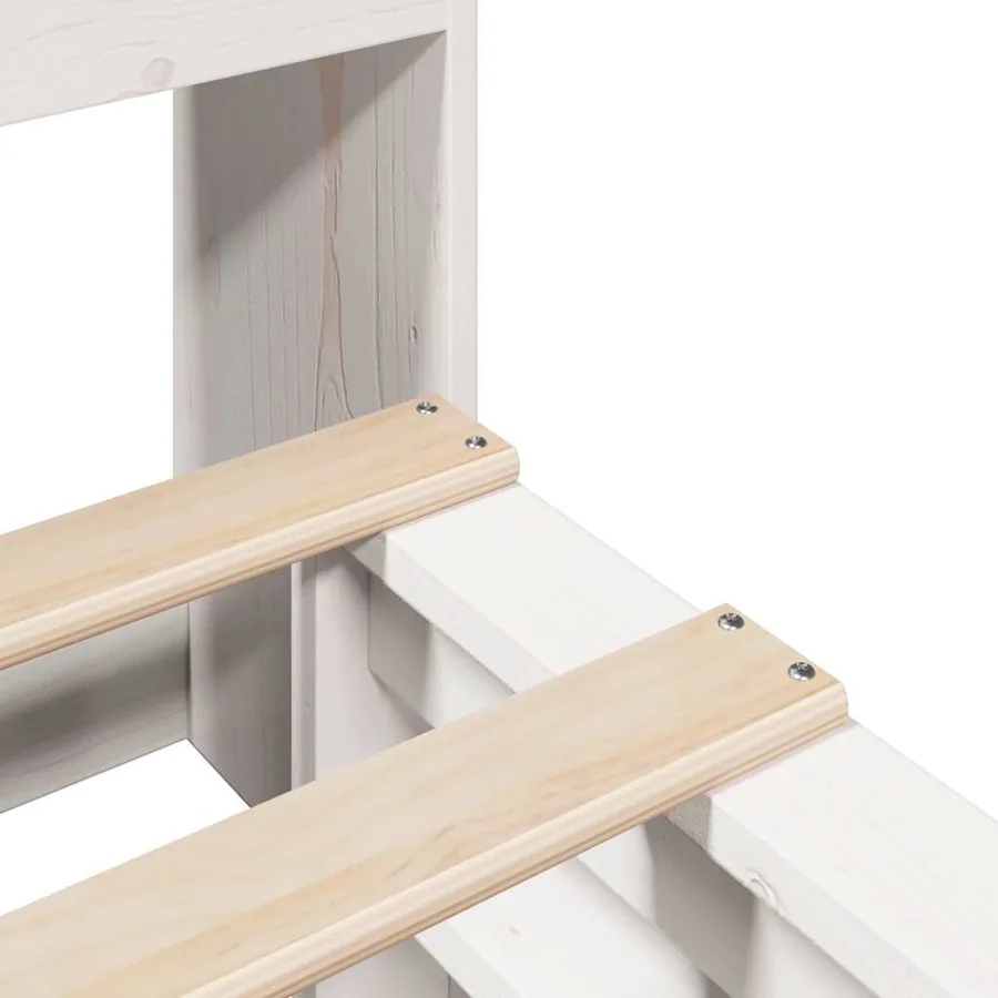 Lit bibliothèque sans matelas blanc 140x200 cm bois massif - 9