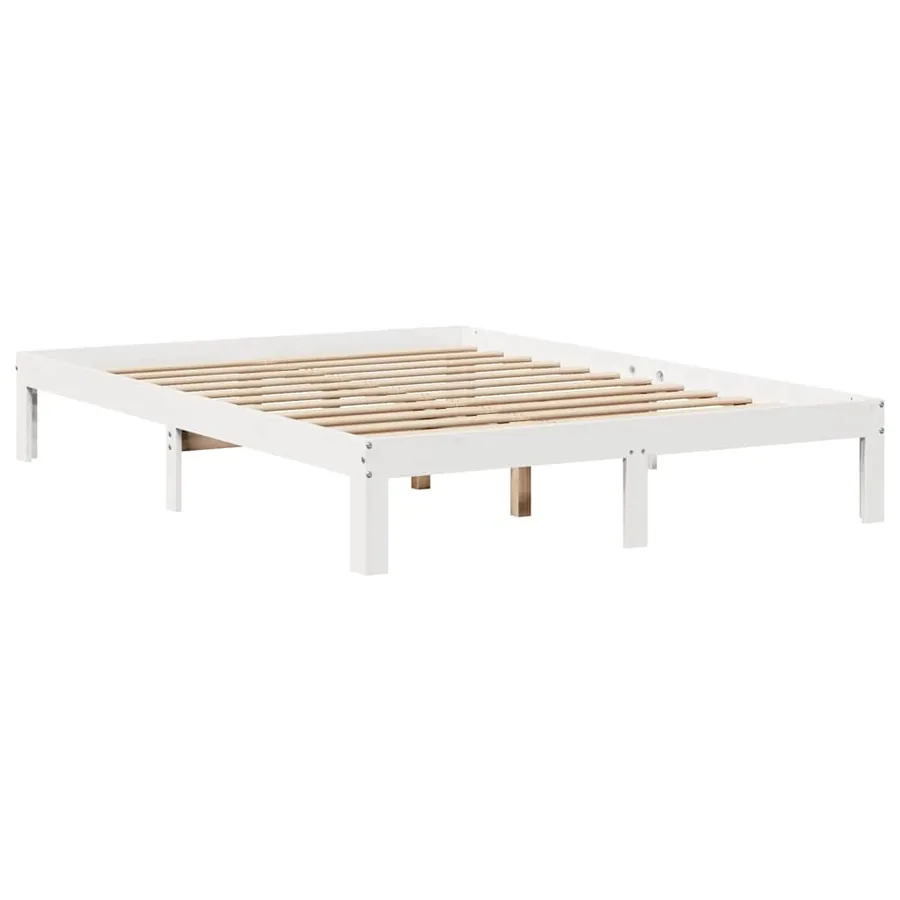 Lit bibliothèque sans matelas blanc 160x200 cm bois pin massif - 5