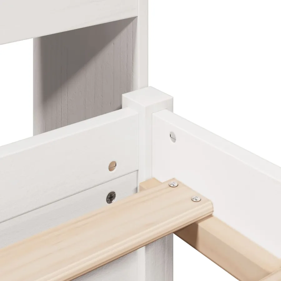 Lit bibliothèque sans matelas blanc 160x200 cm bois pin massif - 9