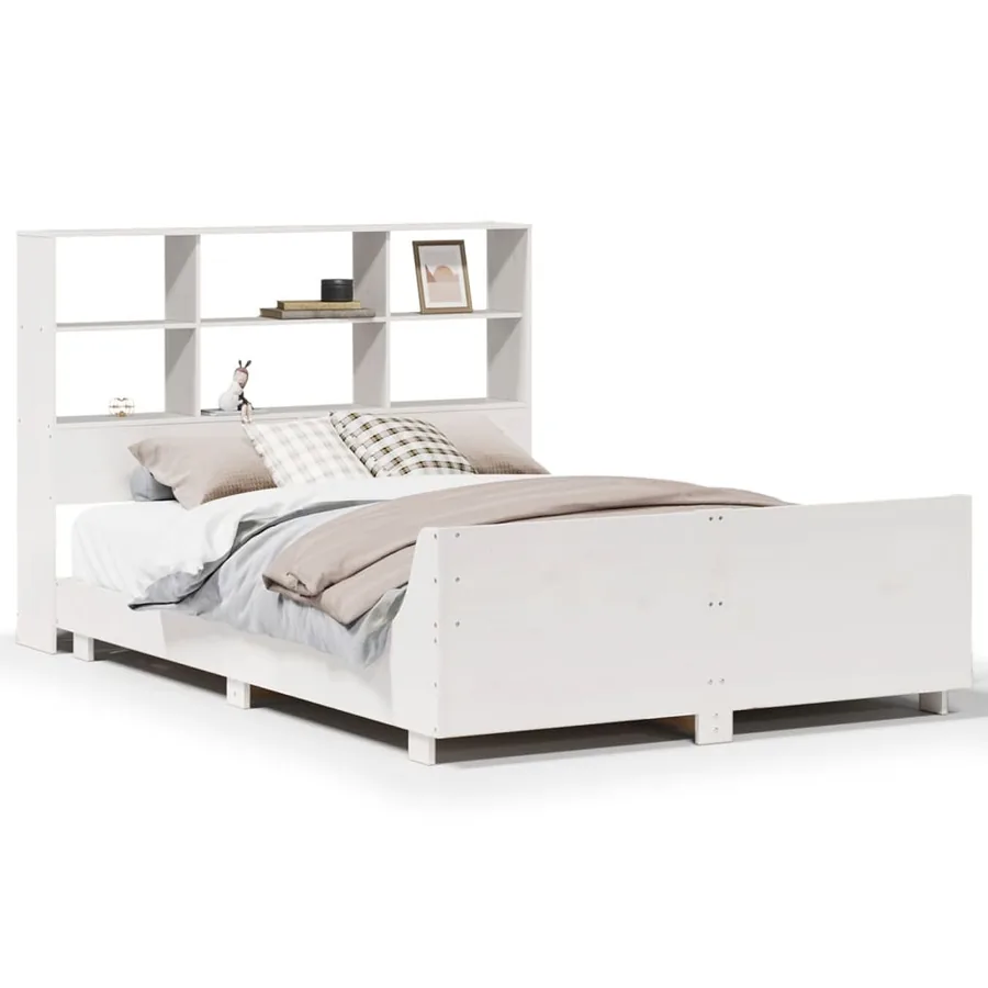 Cadre de lit sans matelas blanc 160x200 cm bois de pin massif - 2