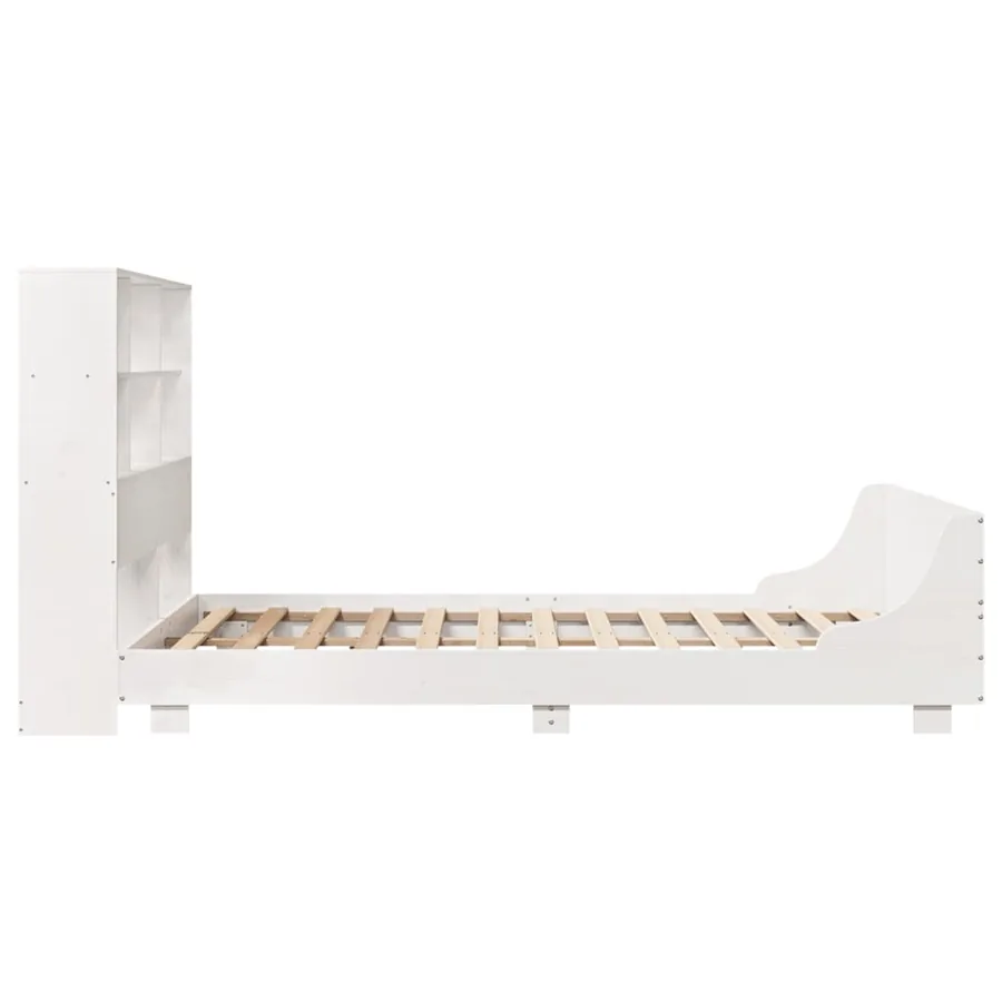 Cadre de lit sans matelas blanc 160x200 cm bois de pin massif - 7