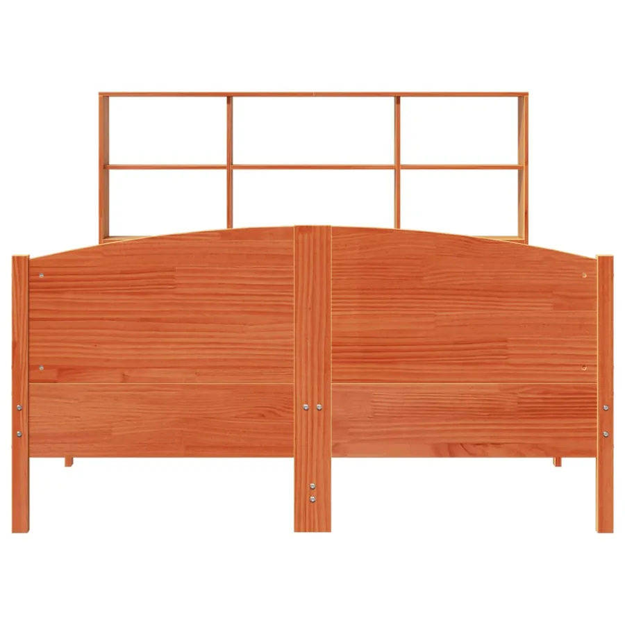 Lit bibliothèque sans matelas cire marron 160x200 cm pin massif - 4