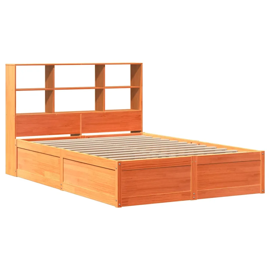 Cadre de lit sans matelas cire marron 160x200cm bois pin massif - 3