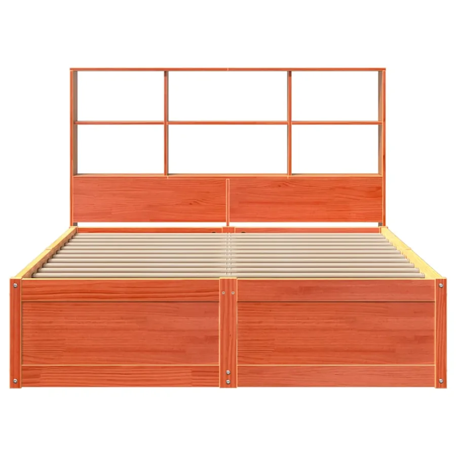 Cadre de lit sans matelas cire marron 160x200cm bois pin massif - 4
