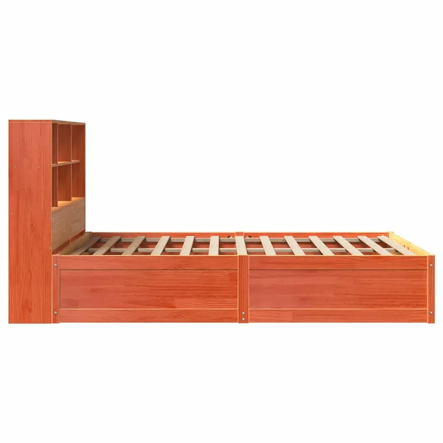 Cadre de lit sans matelas cire marron 160x200cm bois pin massif - 6