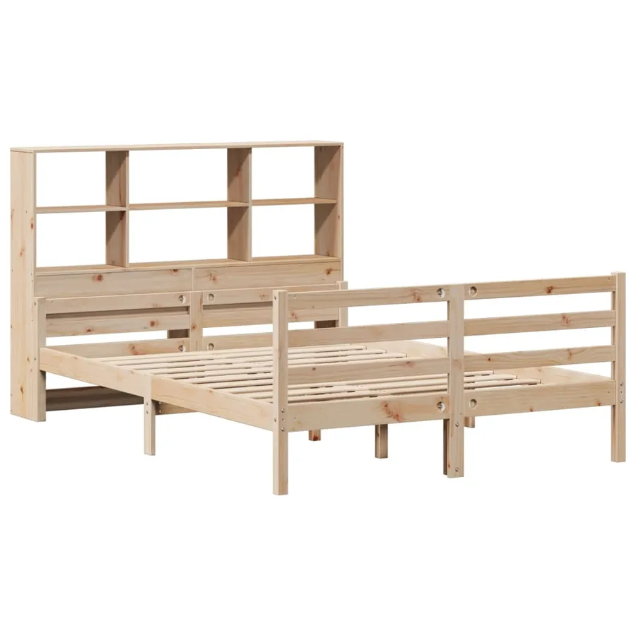 Lit bibliothèque sans matelas 140x200 cm bois massif de pin - 3