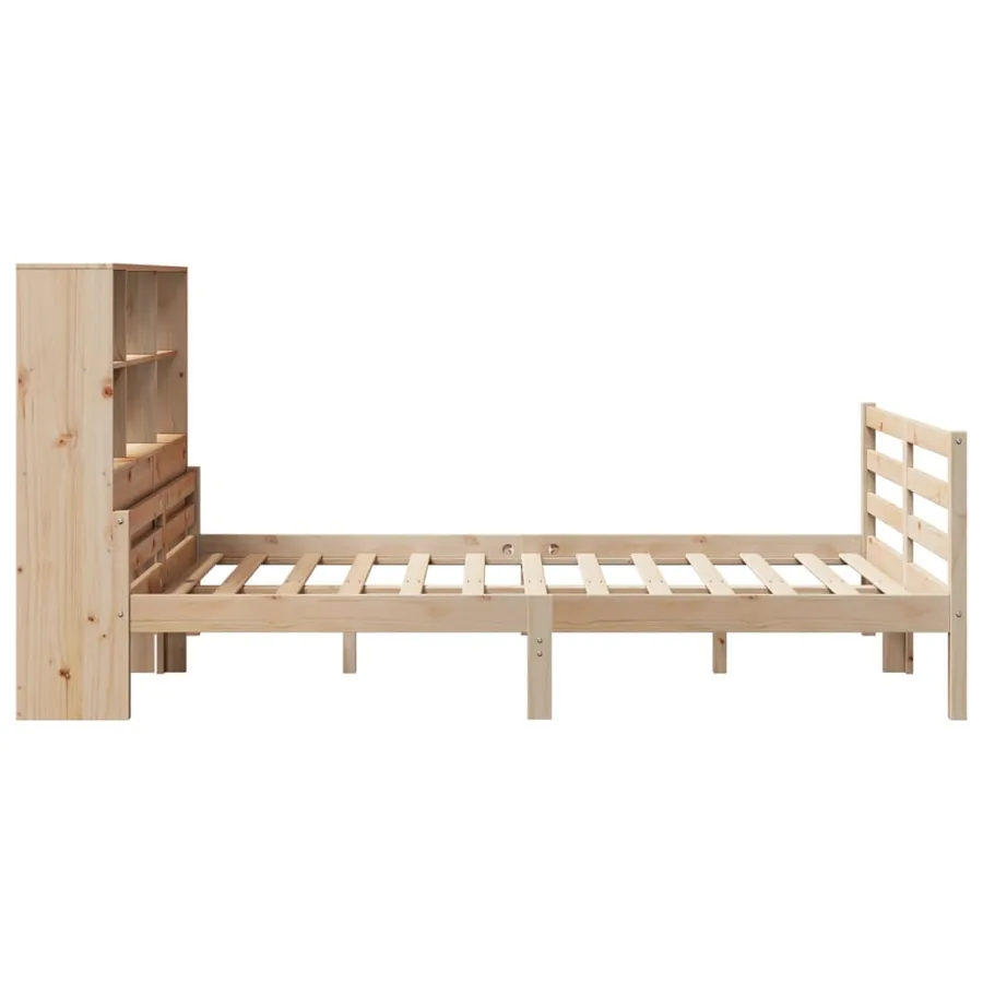 Lit bibliothèque sans matelas 140x200 cm bois massif de pin - 5