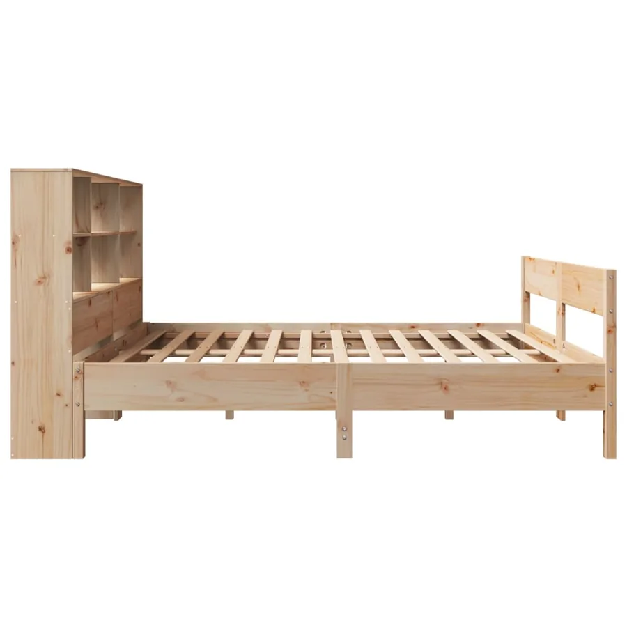 Lit bibliothèque sans matelas 140x190 cm bois de pin massif - 5