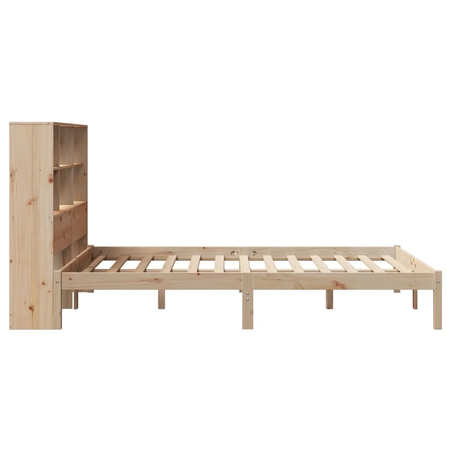 Lit bibliothèque sans matelas 140x190 cm bois de pin massif - 7