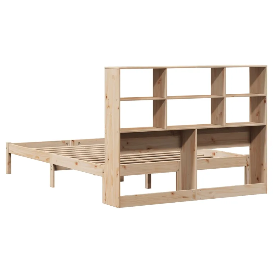 Lit bibliothèque sans matelas 140x190 cm bois de pin massif - 8
